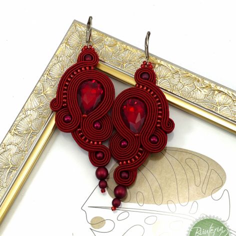 Kolczyki sutasz/soutache w kolorze wina 