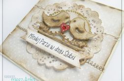 Delikatna kartka na Ślub z ptaszkami 2