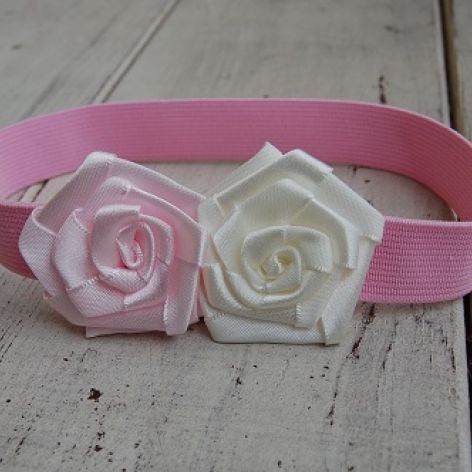 Opaska niemowlęca - Róż ze złamaną bielą