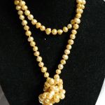 Żółte, naturalne perły słodkowodne, długi sznur pereł, naszyjnik - 