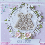 Kartka na chrzest w białym pudełku v.6 - koronka 2