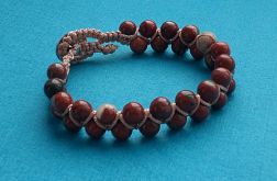 Jaspis Czerwony bransoletka makrama