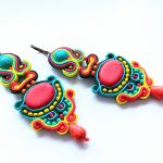 Montezuma Red&Turquoise kolczyki sutaszowe - 