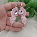 Soutache sutasz kolczyki pudrowy róż klipsy - pudrowe