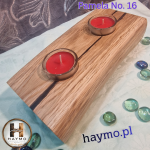Świecznik drewniany dąb konar żywica epoksydowa Pamela No. 16 - 