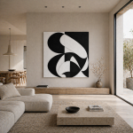 Abstrakcja obraz czarno biały geometryczny Ręcznie malowany 100x100cm - 