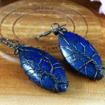 Miedziane kolczyki z lapis lazuli - kolczyki wire wrapped