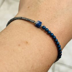 Delikatna bransoletka z sodalitem i hematytem 