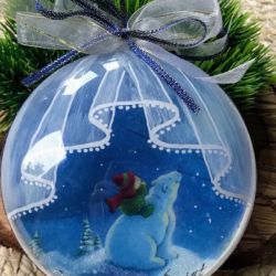 066,Bombka decoupage - miś i renifery