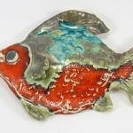 Ryba ceramiczna zielono pomarańczowa - ryba wisząca