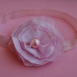 Retro opaska niemowlęca w delikatnym różu i bieli