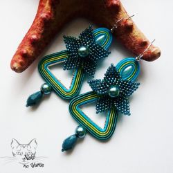 Liria- kolczyki sutasz i haft koralikowy