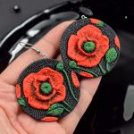 Długie kolczyki wiszące "czerwone maki" - duże kolczyki czerwone maki