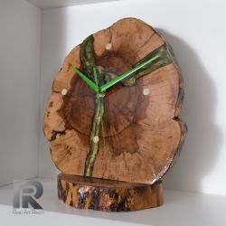 Zegar z plastra drewna z podstawką GREEN II