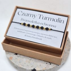 Bransoletka z czarnym turmalinem - czarna nić