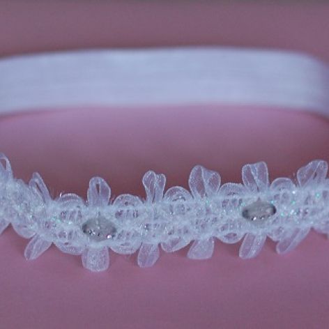 Opaska niemowlęca - Diadem w bieli