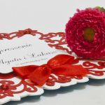 Zaproszenie na ślub z ornamentem kolor czerwony - 