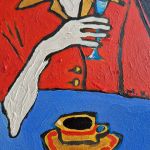  obraz olejny kobieta z czarnego tła - 