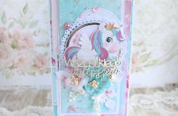 Kartka urodzinowa DL "Rainbow Pony" GOTOWA