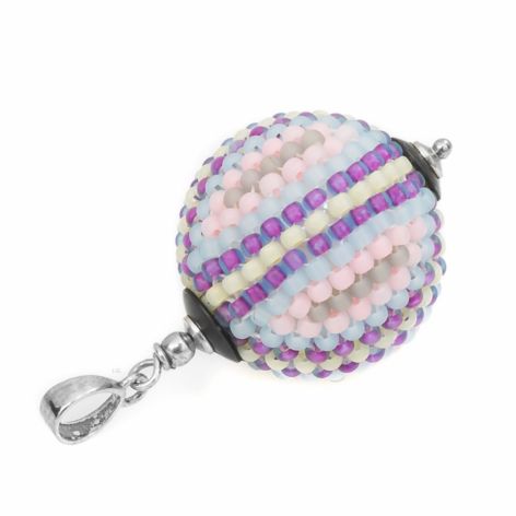 Pastelowy wisior zawieszka ,srebro 925, Toho, beading