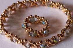 Komplet z kryształu australijskiegi i hematytu pozłacanego