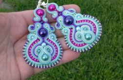 Kolczyki sutasz Mięta, fuksja, fiolet