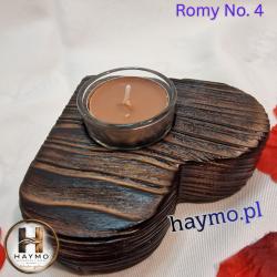 Świecznik serce Shou Sugi Ban brąz Romy No. 4
