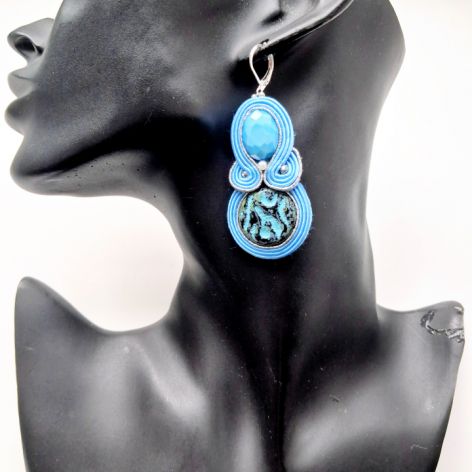 Blue Crystal kolczyki sutaszowe