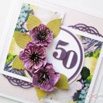 Kartka URODZINOWA - fioletowe kwiaty - Kartka na urodziny z fioletowymi kwiatami