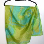 Zielony Ptak, duża jedwabna malowana chusta - Zielony Ptak, duża jedwabna malowana chusta  RozynekArt