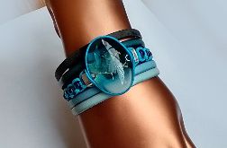 Mroźny powiew - bransoletka z żywicy i rzemieni