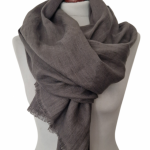 SZAL LNIANY SZALIK DAMSKI SMOKE GREY  - Szal dla kobiet