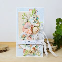 Kwiecista kartka dla Mamy - brzoskwiniowa