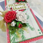 Kartka biało-czerwona na ślub z różami - detale