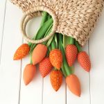TULIPANY, pomarańczowy bawełniany bukiet - bawełniany bukiet tulipanów
