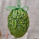 Pisanka dekoracyjna Wiosenna Łąka – zielona zawieszka z motywem kwiatowym 3D - 2