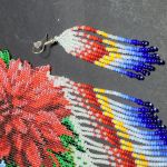 Komplet biżuterii z koralików Ląka dalie– gerdan z frędzliami i kolczyki  - Komplet biżuterii z koralików Ląka dalie– gerdan z frędzliami i kolczyki