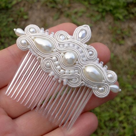 Ozdoba do włosów grzebień Ecru