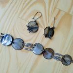 Bransoletka i kolczyki z  masy  perłowej - komplet bransoletka i kolczyki