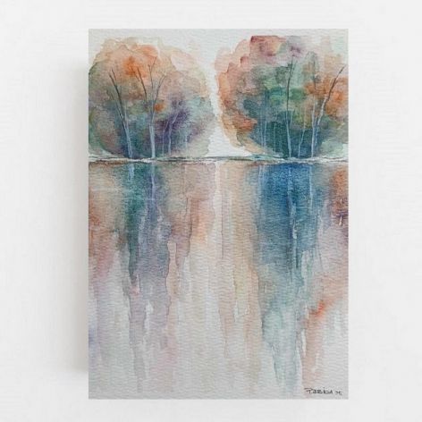 Drzewa-akwarela formatu -A5.