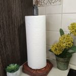 Loftowy stojak na papier kuchenny S002_1-W2 - Loftowy Stojak na papier-recznik kuchenny drewno-metal