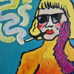 obraz olejny kawa, drink i alibi dama