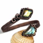 Bransoletka z miedzi z labradorytami blue - bransoletka z labradorytmai