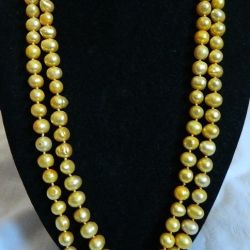 Naszyjnik z perłami, sznur pereł, żółte perły naturalne