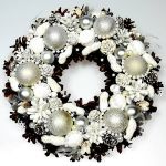 Wianek bożonarodzeniowy perłowo-biały - stroik świąteczny