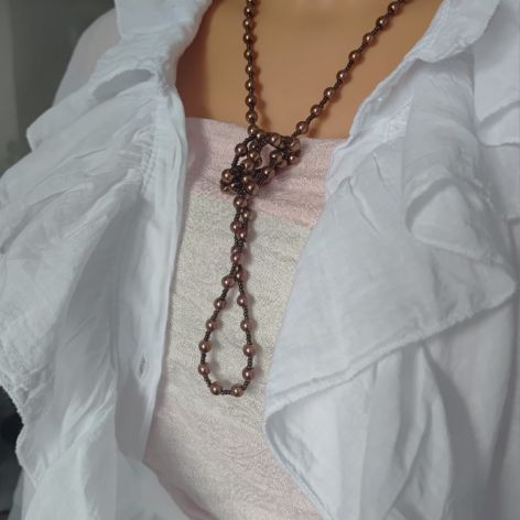 Naszyjnik Długi Sznur Małych Pereł