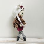 Lalka z czapką jednorożca szydełkowa handmade - lalka handmade