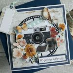 Męska kartka urodzinowa z aparatem fotograficznym 2 - Kartka z kopertą i etykietką