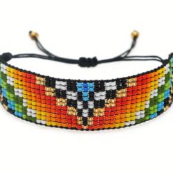 Bransoletka BOHO pleciona z koralików wielokolorowa Bransoletka BOHO pleciona z koralików wielokolorowa