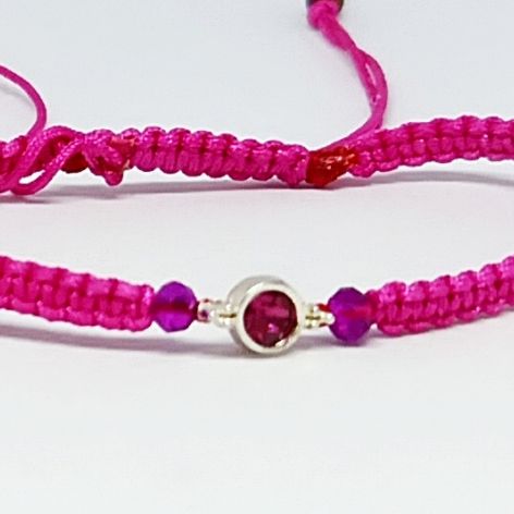 Bransoletka BOHO makrama mocny róż